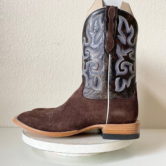 NEW Capitan Mens Cowboy Boots CISCO Size 11D Brown Rough Out Western Square Toe - Picture 4 of 9